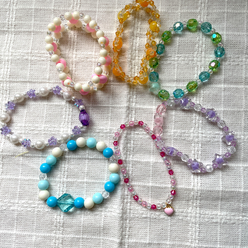 子ども向け＊ビーズブレスレット(7本セット) ブレスレット 青星 通販