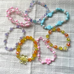 子ども向け＊ビーズブレスレット(2本セット・青) no.ff-4 ブレスレット