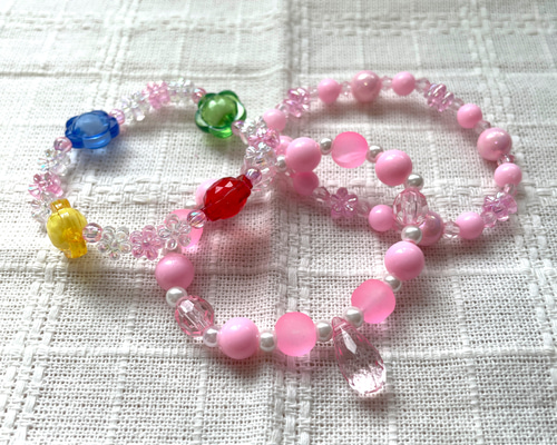 子ども向け＊ビーズブレスレット(3本セット) ブレスレット 青星 通販