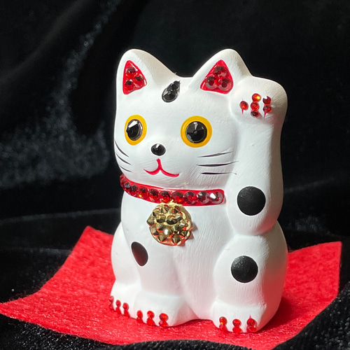 招き猫 正規スワロフスキー デコレーション 置物 縁起物