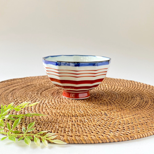 太こますじ お茶碗（赤） 茶碗・めし碗 吉浦窯・有)江口製陶所