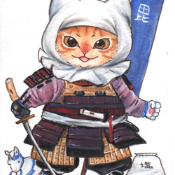 手描きイラスト猫戦国武将　川中島セット 3枚目の画像