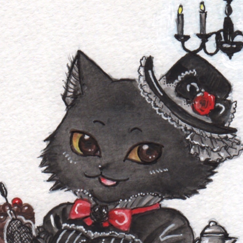 ゴシック猫シリーズ アクリル絵の具画原画 イラスト 渡辺カヨ 通販