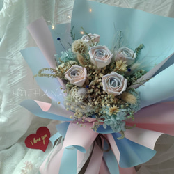 天使玫瑰大花束/藍粉紫色系 第2張的照片