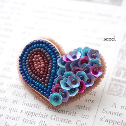 ビーズ刺繍のブローチ 〜heart〜 1枚目の画像