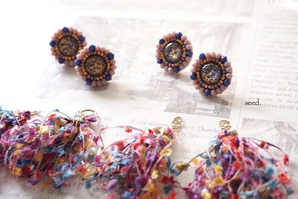 ビーズ刺繍のイヤリング〜tassels spring〜 4枚目の画像