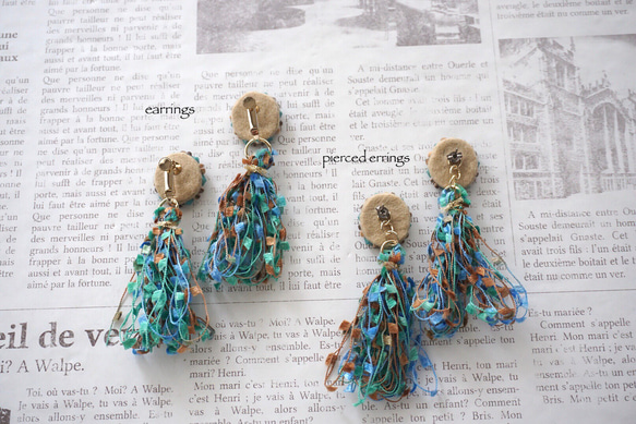 再販2 ビーズ刺繍のピアス〜tassels turquoise〜 7枚目の画像