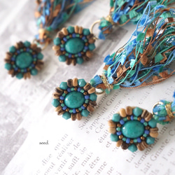 再販2 ビーズ刺繍のピアス〜tassels turquoise〜 8枚目の画像
