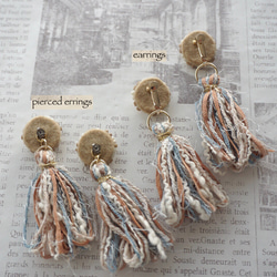 再販2 ビーズ刺繍のピアス〜tassels shabby beige〜 8枚目の画像