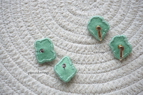 再販2 ビーズ刺繍のイヤリング〜flower mint green〜 7枚目の画像