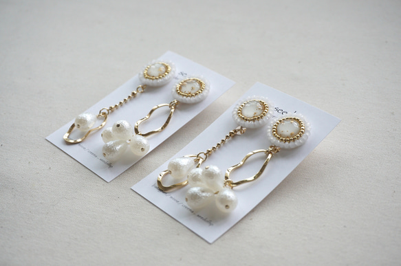 再販2 ビーズ刺繍のピアス〜asymmetry pearl〜 6枚目の画像