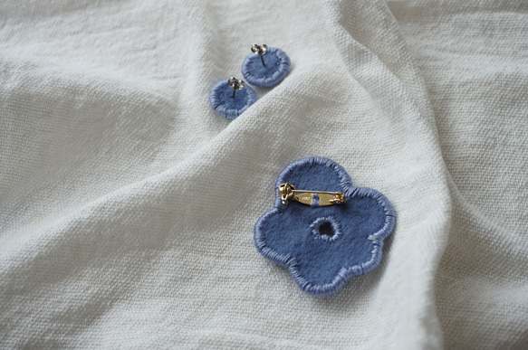 ビーズ刺繍のピアス 〜guruguru blue〜 7枚目の画像