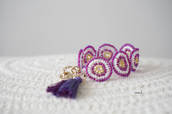 ビーズブレスレット 〜紫 anemone〜 2枚目の画像