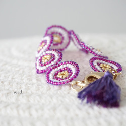 ビーズブレスレット 〜紫 anemone〜 4枚目の画像