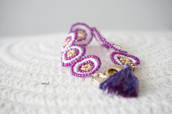 ビーズブレスレット 〜紫 anemone〜 4枚目の画像