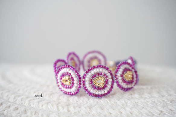 ビーズブレスレット 〜紫 anemone〜 5枚目の画像
