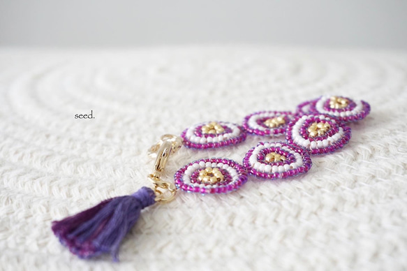 ビーズブレスレット 〜紫 anemone〜 6枚目の画像