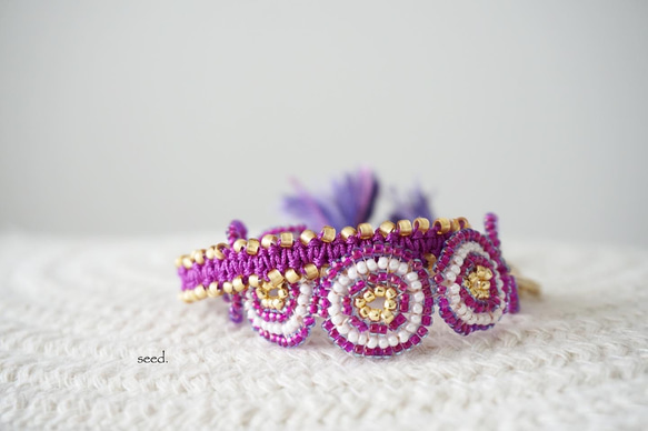 ビーズブレスレット 〜紫 anemone〜 7枚目の画像