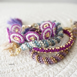 ビーズブレスレット 〜紫 anemone〜 8枚目の画像