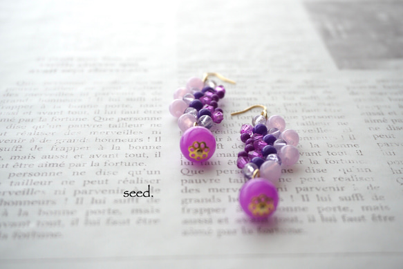 ✰500円OFF SALE✰ビーズステッチのピアス　〜lavender〜 2枚目の画像