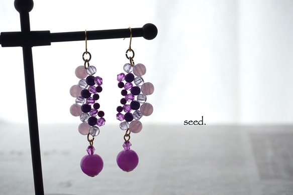 ✰500円OFF SALE✰ビーズステッチのピアス　〜lavender〜 3枚目の画像