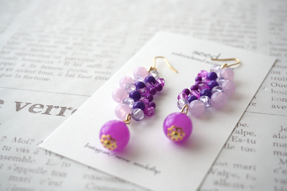 ✰500円OFF SALE✰ビーズステッチのピアス　〜lavender〜 4枚目の画像