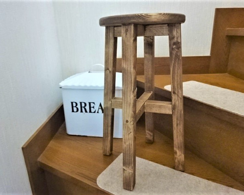 クイナ様 リクエスト 2点 まとめ商品　ハンドメイドスツール50 丸椅子 丸椅子H50cm スツール 木製 椅子 アンティーク ウォルナット