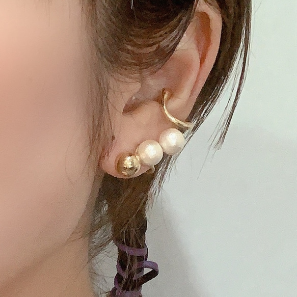 [10/15以降発送]asymmetry pearl  ear cuff 1枚目の画像