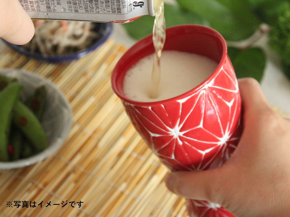 【波佐見焼　ビアカップ】ホワイトライン麻　ビアカップ　瑠璃 3枚目の画像