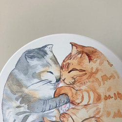 一緒に抱擁を愛するぶち猫セラミックコースター 5枚目の画像