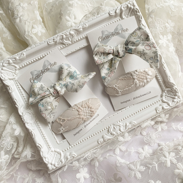 リバティ》【293】ハンドメイド オーバルパッチンピン ヘアピン 3個