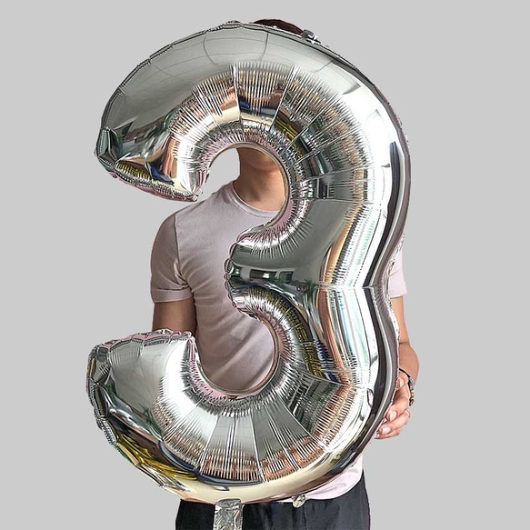 数字バルーン ゴールド 誕生日　ゴム風船　シルバー 5枚目の画像