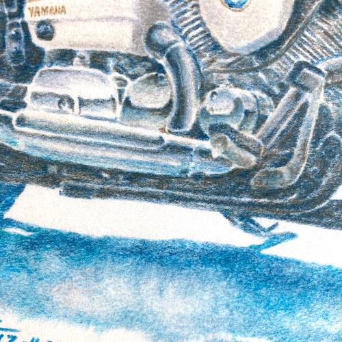 色鉛筆イラスト原画 クルーザーバイク イラスト シン 通販