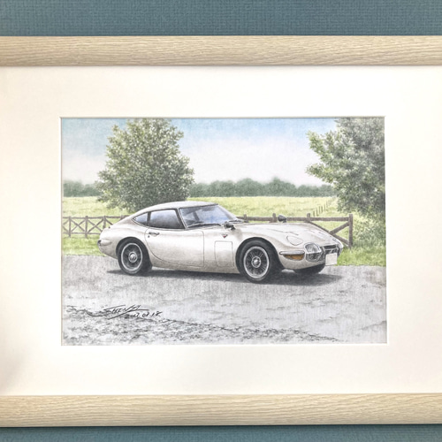 TOYOTA トヨタ2000GT 後期リア【鉛筆画】名車 旧車 イラスト A4
