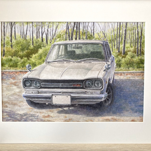 車の絵を飾りたい人にオススメ！『プロの色鉛筆イラスト作品原画！フレーム付き！』 車の絵を飾りたい人にオススメ！『プロの色鉛筆イラスト作品原画