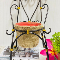 鄉村風鋁線椅3吋盆花架(含3吋麻繩空盆/不含植物) 第9張的照片