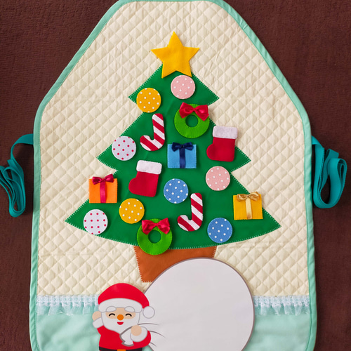 体験型知育エプロン【クリスマスツリーをかざろう】エプロンの