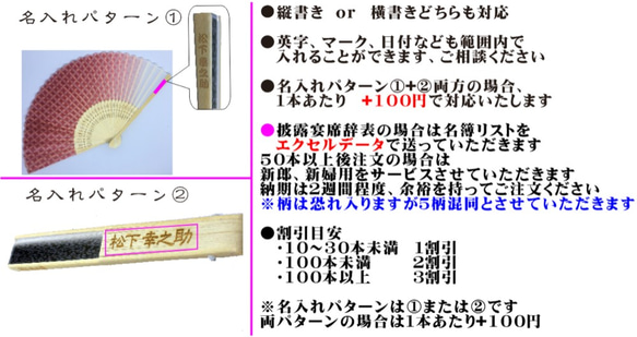 【名入れ】和柄せんす　全5柄　披露宴パーティ席辞表に★引き出物に♪　名入れ扇子 4枚目の画像