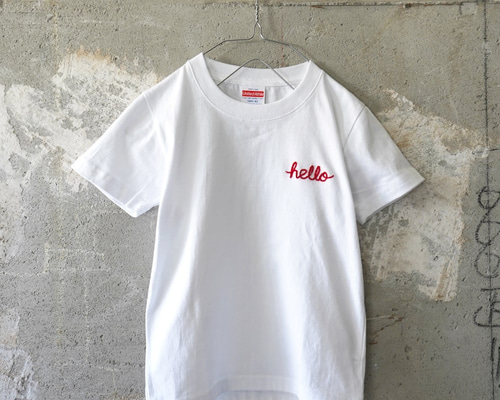FRAMeWORK ホワイト シャツ 刺繍 HELLO 長袖 襟元刺繍ロゴ長袖シャツ ホワイト / Liberal Addiction（リアド