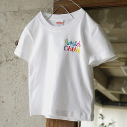 キッズ Tシャツ チェーンステッチ 刺繍 Wild Child【ホワイト】 2枚目の画像