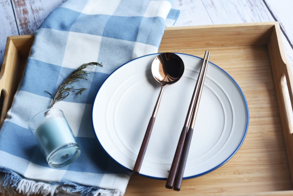 餐桌的顏值【輕奢復古不鏽鋼筷】筷子、餐桌、禮物、居家生活 第2張的照片