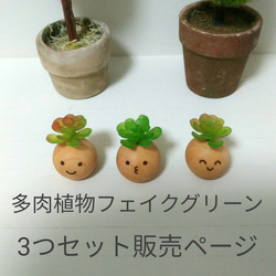 多肉植物3つセット☆まあるいお顔のフェイクグリーン～ナチュラル～ 2枚目の画像