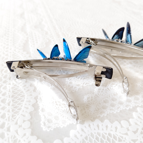 8.5cm 蝶々バレッタ♪】モルフォ蝶(新色)、オオルリアゲハ、青い蝶