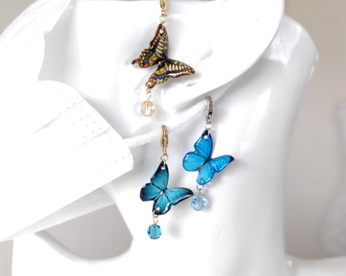 蝶々のバックチャーム 蝶々バッグチャーム キラキラちょうちょうモチーフ ラインストーン