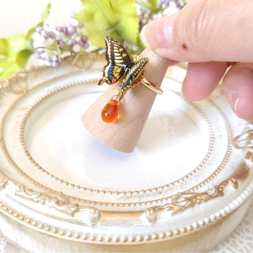 rs-3】 ビーズリング ✿ 韓国 カラフル 蝶々 ハート