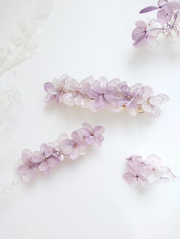 紫陽花ばたけpale purple【バレッタM】スミレ色 7枚目の画像