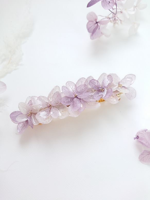 紫陽花ばたけpale purple【バレッタL】スミレ色 2枚目の画像