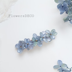 1500円 ブルー系バレッタ金具6cm ヘアアクセサリー 本物花プリザーブド 1500円 ブルー系バレッタ金具6cm ヘアアクセサリー 本物花