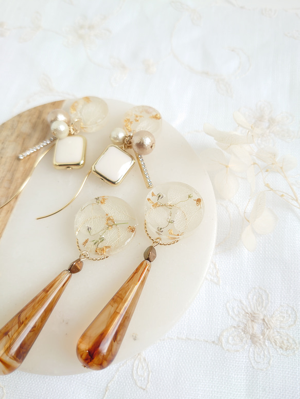 Bijou mix and DropBeads White【ピアス・パーツ変更可】creema限定set 4枚目の画像