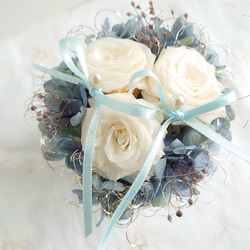 miniバラ&紫陽花のリングピロー【mini size】Pale Blue 2枚目の画像